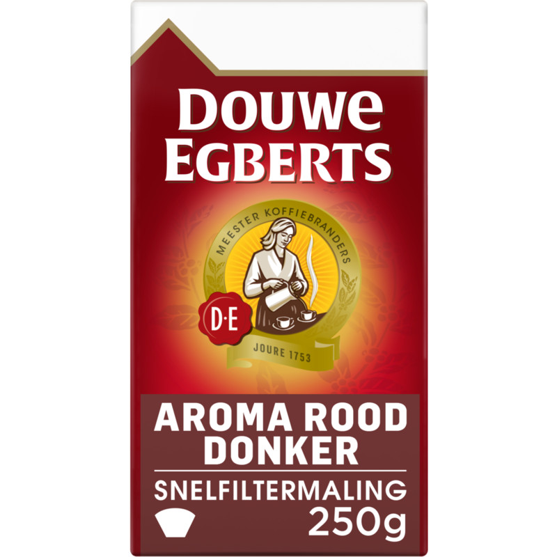 Een afbeelding van Douwe Egberts Aroma rood donker snelfiltermaling