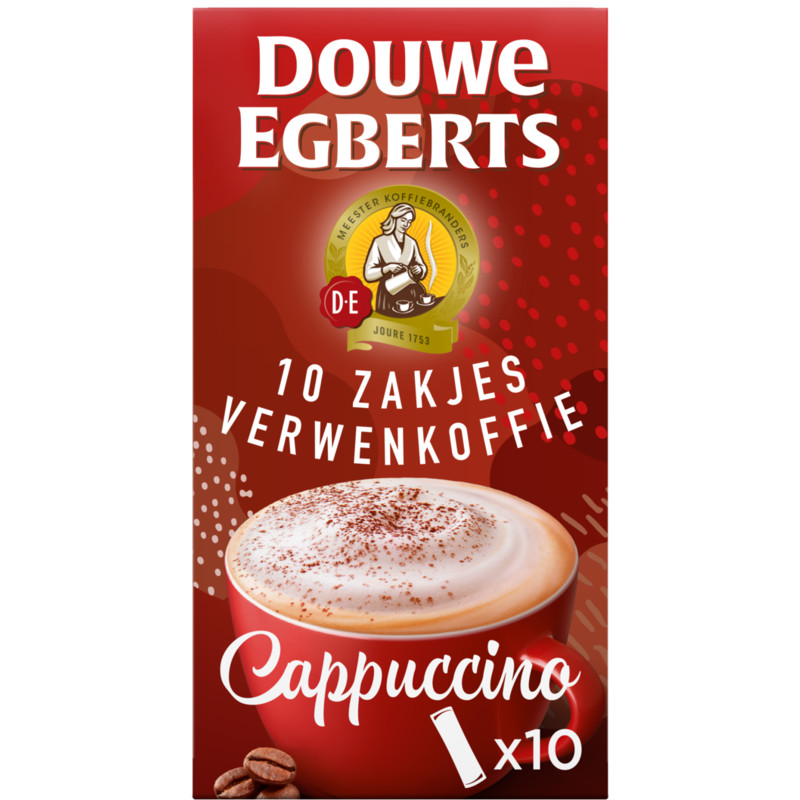 Een afbeelding van Douwe Egberts Verwenkoffie cappuccino oploskoffie