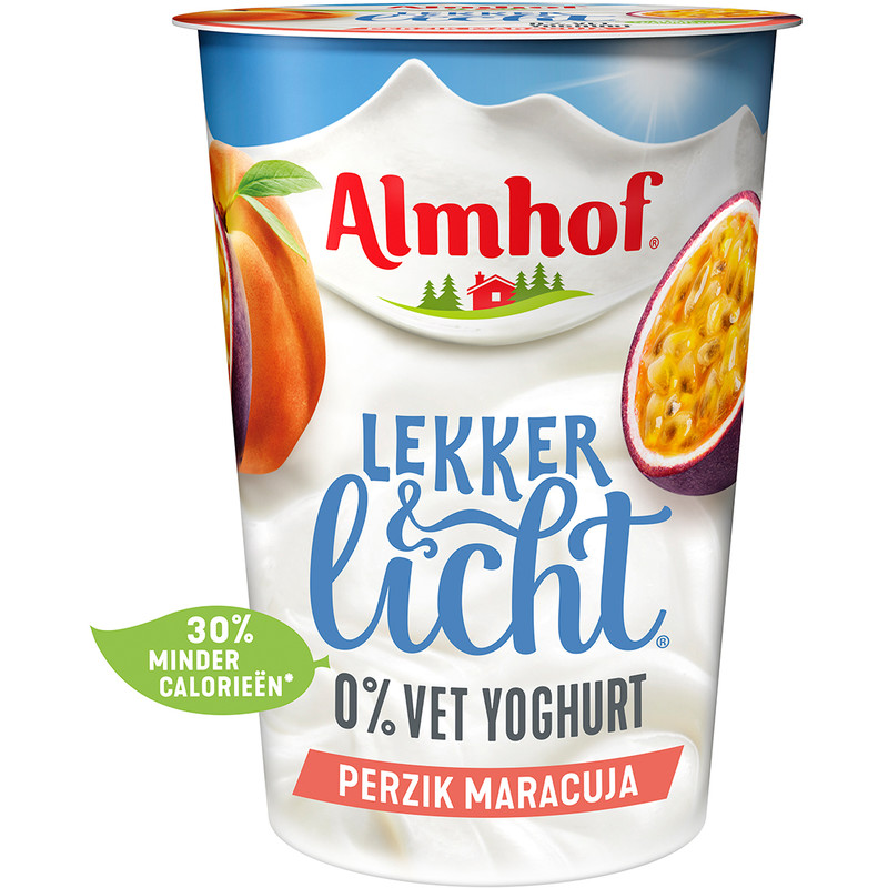 Een afbeelding van Almhof Yoghurt lekker licht perzik-maracuja