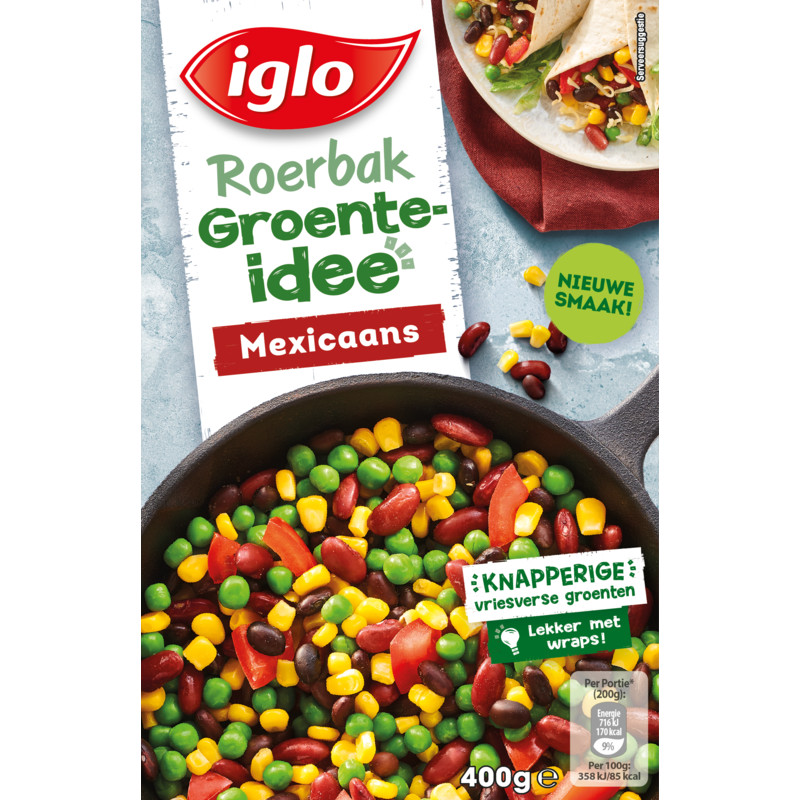 Een afbeelding van Iglo Roerbak groente idee mexicaans