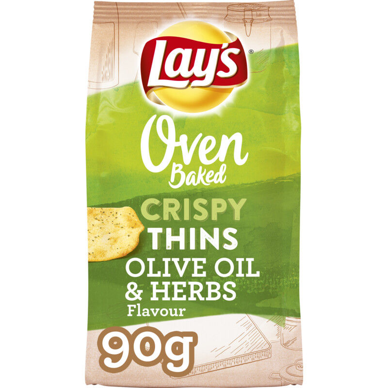 Lay's Oven baked crispy thins olive& herb reserveren Albert Heijn