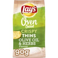 Een afbeelding van Lay's Oven baked crispy thins olive& herb