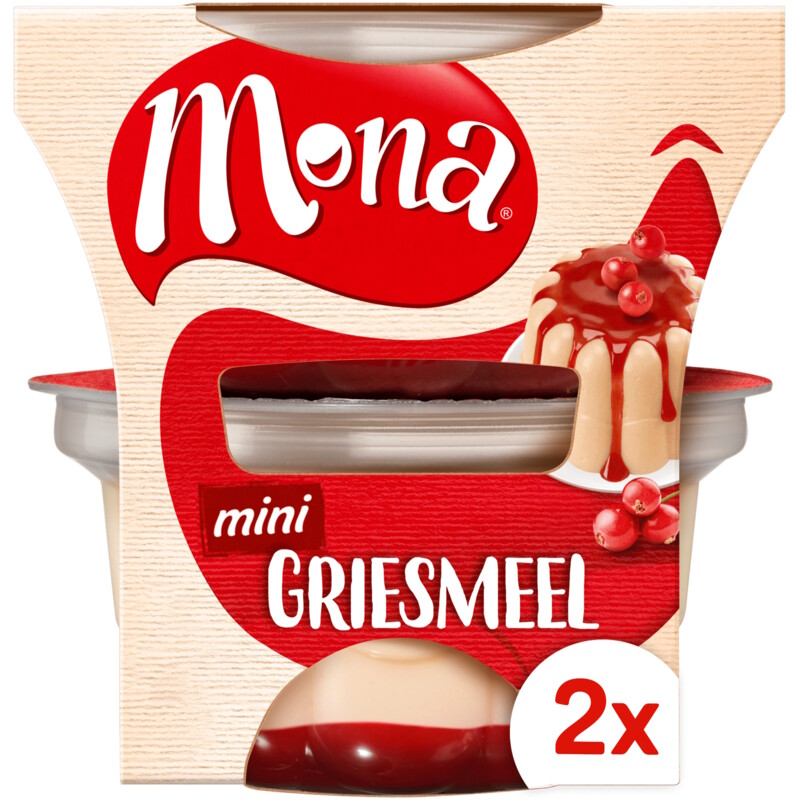 Een afbeelding van Mona Pudding griesmeel rode bessensaus duo