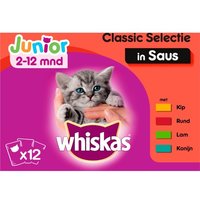 Een afbeelding van Whiskas Junior maaltijdzakjes in saus kattenvoer