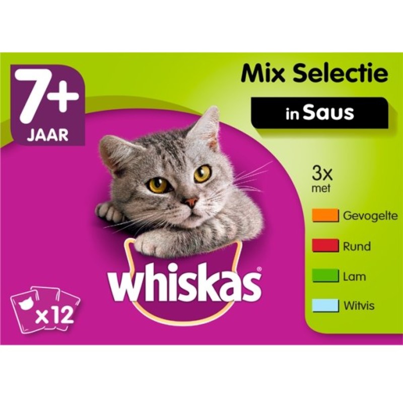 Een afbeelding van Whiskas Senior 7+ maaltijdzakjes mix in saus