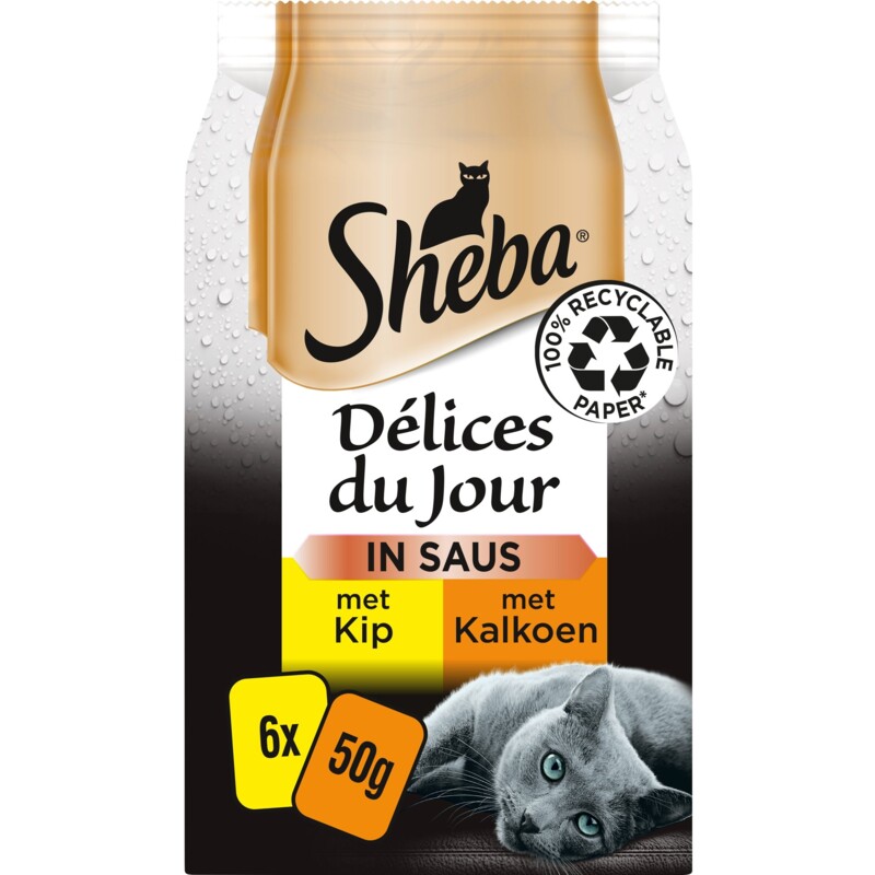 Een afbeelding van Sheba Délices du jour in saus kip & kalkoen