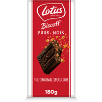 Een afbeelding van Lotus Biscoff puur chocolade speculoosstukjes