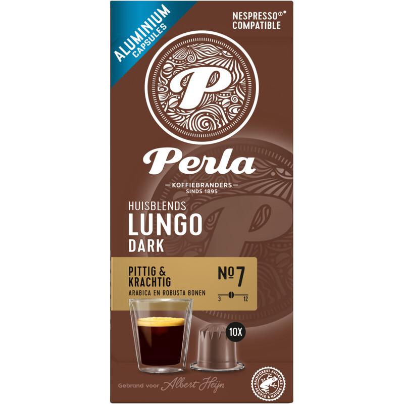 Een afbeelding van Perla Huisblends Lungo dark capsules