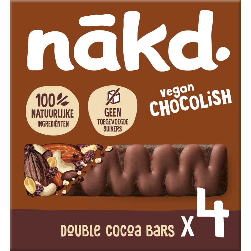 Een afbeelding van Nakd. Fruit- & notenrepen double chocolish