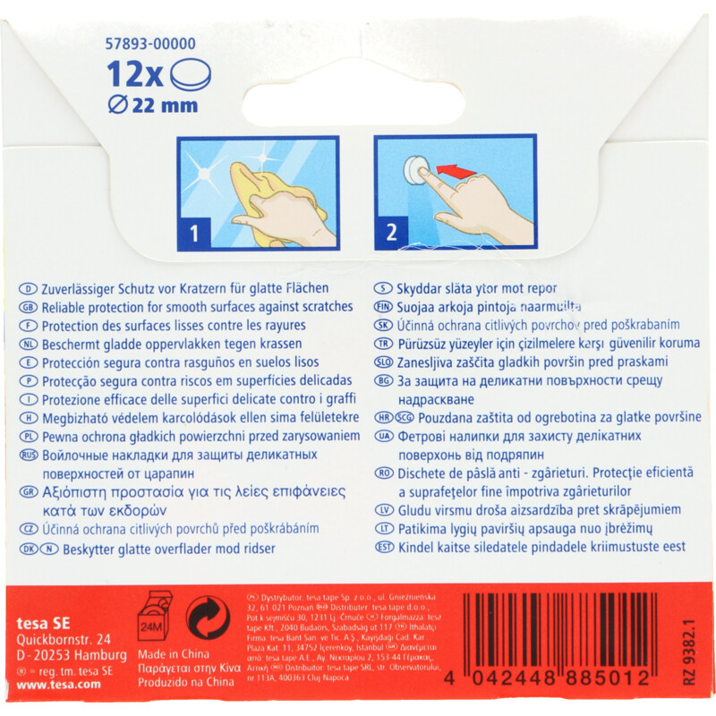 Een afbeelding van Tesa Anti-krasviltjes 22mm wit