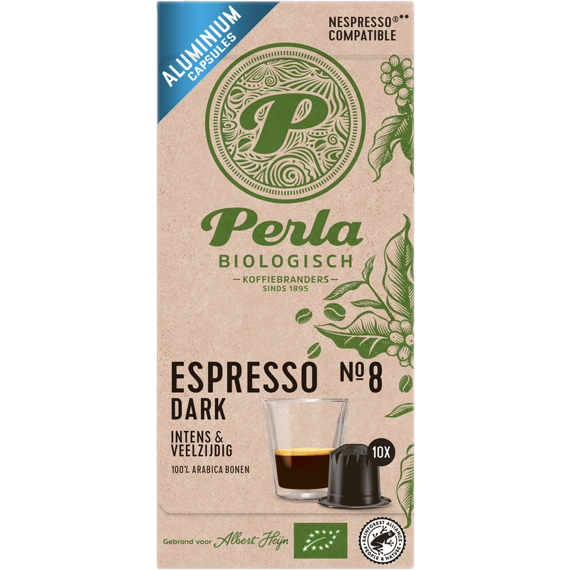 Een afbeelding van Perla Biologisch Espresso dark capsules