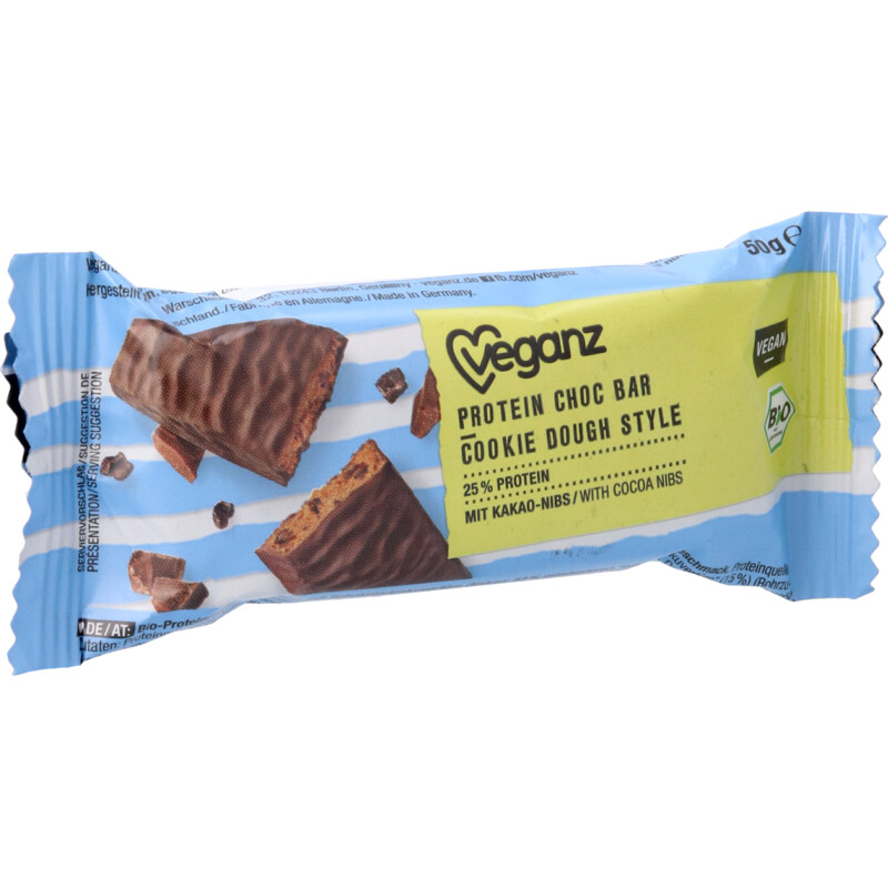 Een afbeelding van Veganz Protein choc bar cookie dough style