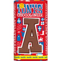 Een afbeelding van Tony's Chocolonely Melkchocolade letterreep A