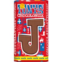 Een afbeelding van Tony's Chocolonely Melkchocolade letterreep J