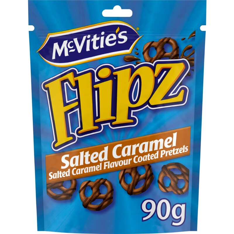 Een afbeelding van McVitie's Flipz salted caramel chocolate pretzels