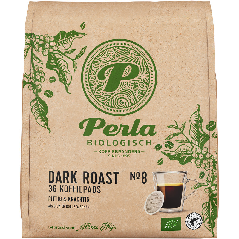 Een afbeelding van Perla Biologisch Dark Roast koffiepads