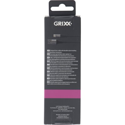 pdp-image-Grixx Gevlochten usb-c kabel zwart 1meter