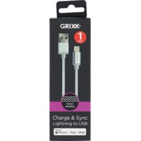 Een afbeelding van Grixx Gevlochten kabel wit 1 meter