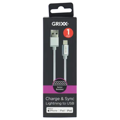 pdp-image-Grixx Gevlochten kabel wit 1 meter