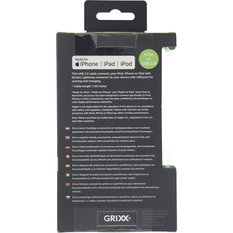 Een afbeelding van Grixx Gevlochten kabel wit 1 meter