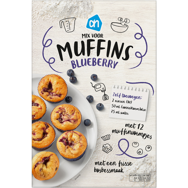 Een afbeelding van AH Mix voor muffins blueberry