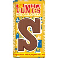 Een afbeelding van Tony's Chocolonely Melkchocolade letterreep pepernoot S
