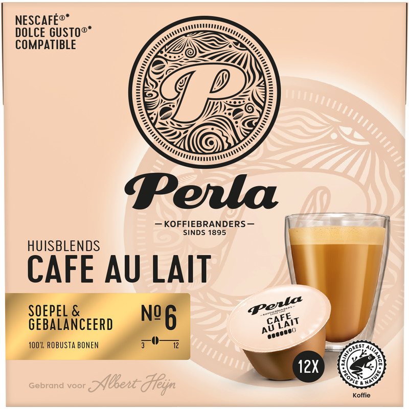 Een afbeelding van Perla Huisblends Dolce gusto caf au lait capsules
