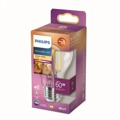 pdp-image-Philips Led fil standaard E27 60W dimbaar