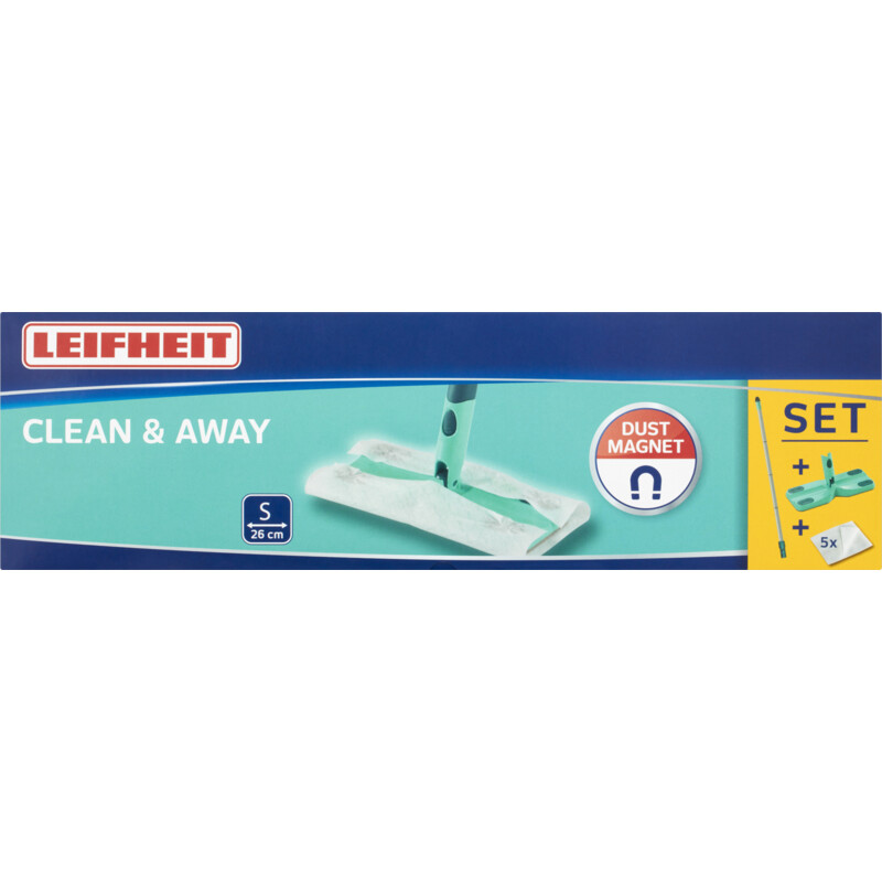 Een afbeelding van Leifheit Vloerwisser set clean&away 5 stofdoekjes