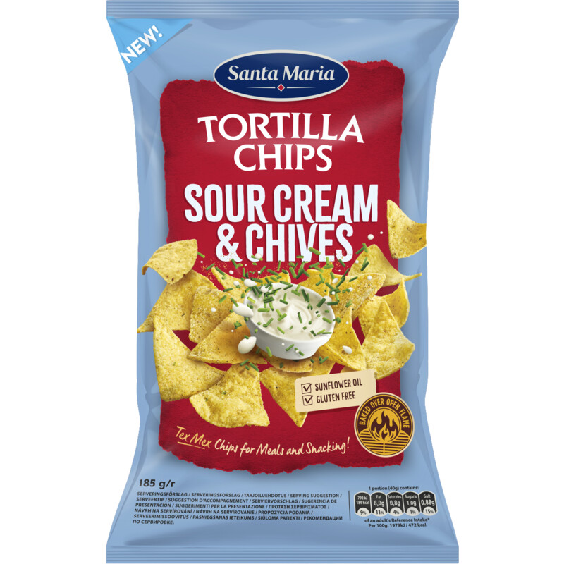 Een afbeelding van Santa Maria Tortilla chips sour cream & chives