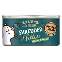 Een afbeelding van Lily's Kitchen Cat shredded fillets chicken&mussel