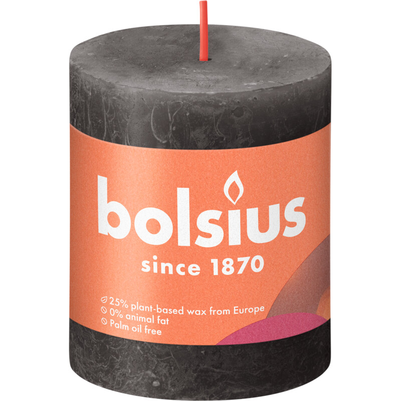 Een afbeelding van Bolsius Rustieke kaars antraciet 8cm