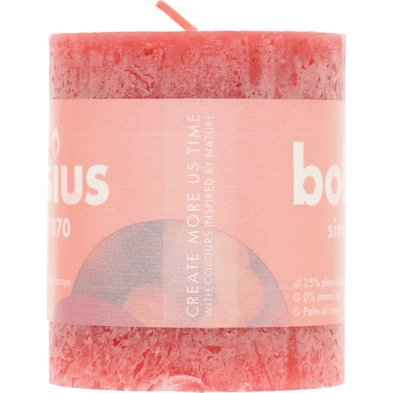 Een afbeelding van Bolsius Rustieke kaars 8cm rood