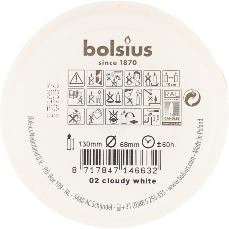 Een afbeelding van Bolsius Rustieke kaars wit 13cm