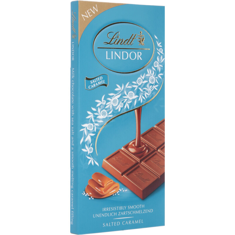 Een afbeelding van Lindt Lindor reep karamel zeezout chocolade