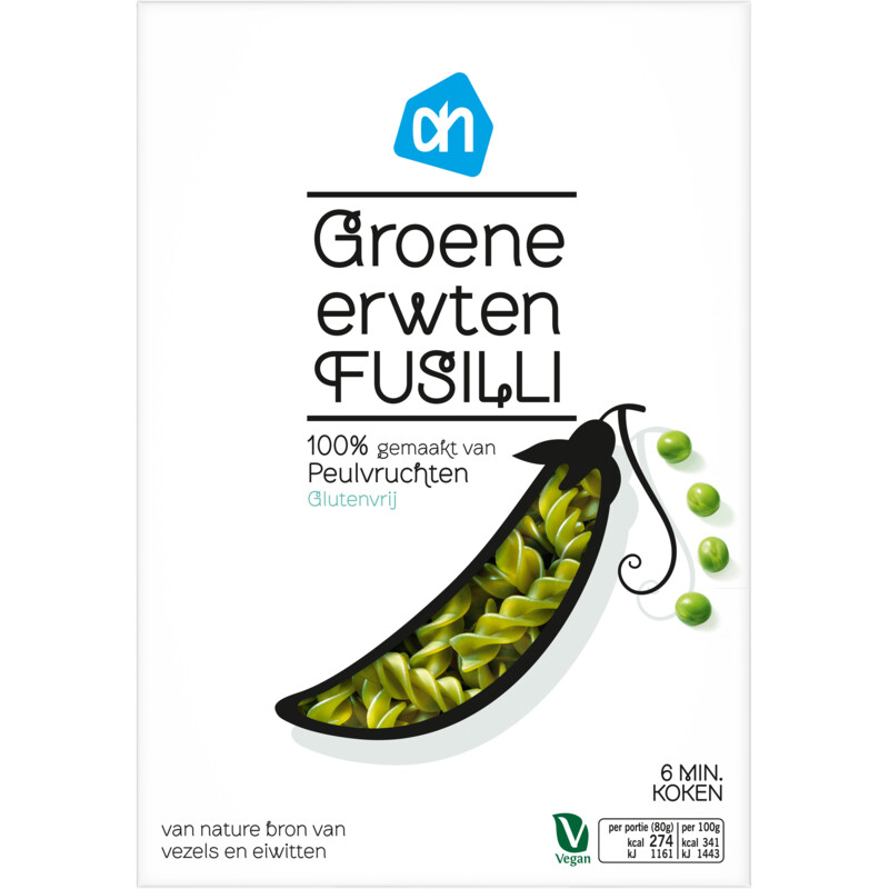 Een afbeelding van AH Groene erwten fusilli