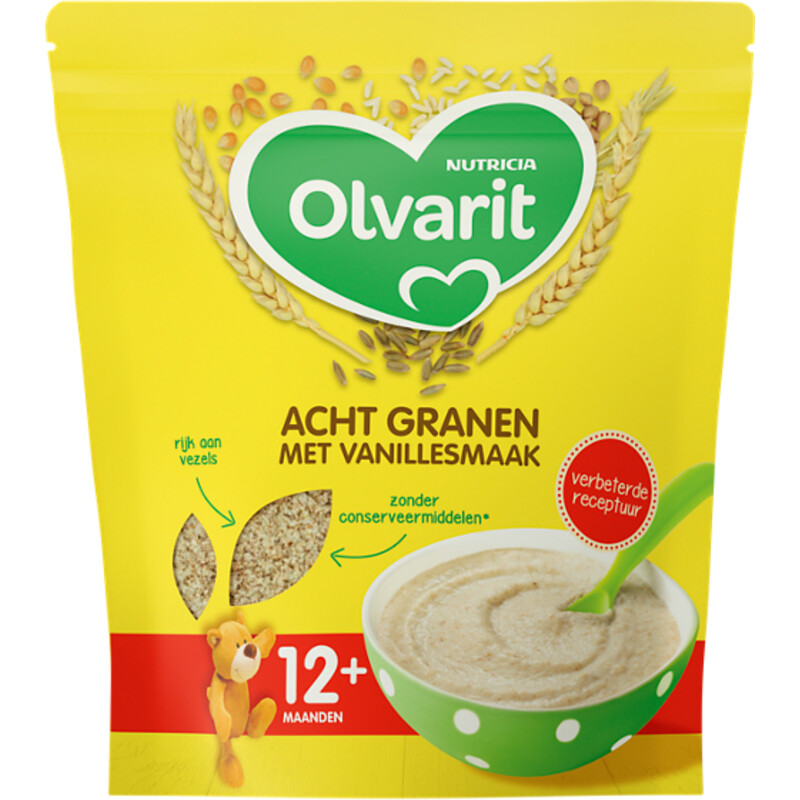 Een afbeelding van Olvarit Acht granen vanillesmaak 12m+