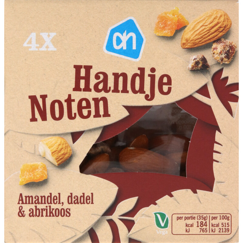 Een afbeelding van AH Handje noten amandel, dadel & abrikoos