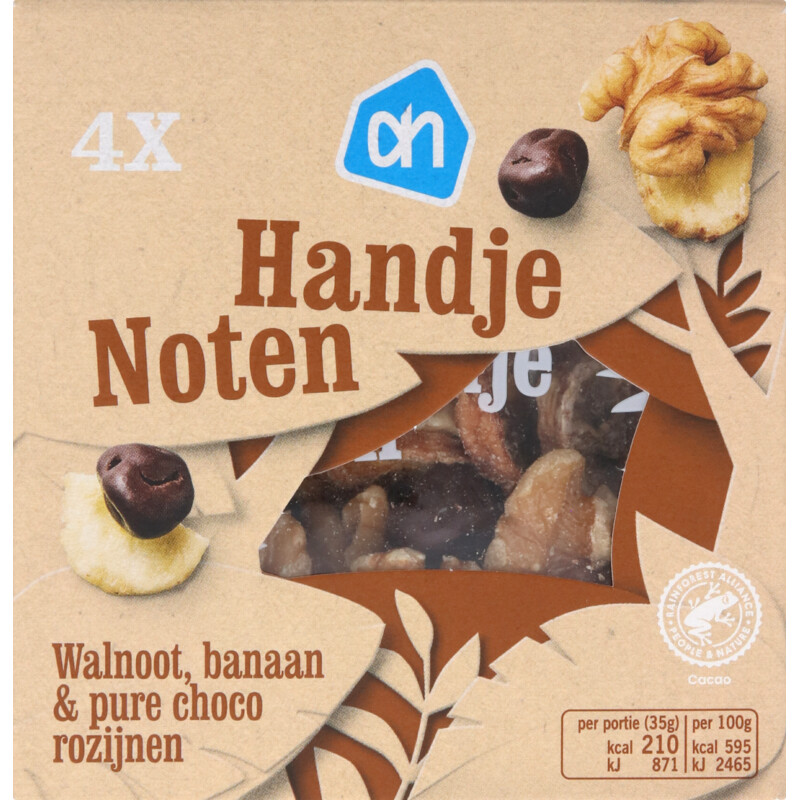 Een afbeelding van AH Handje noten walnoot, banaan & pure choc