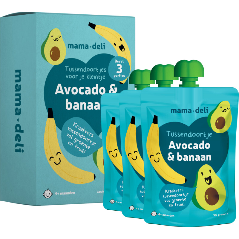 Een afbeelding van Mama Deli Tussendoortje avocado & banaan 4+ mnd