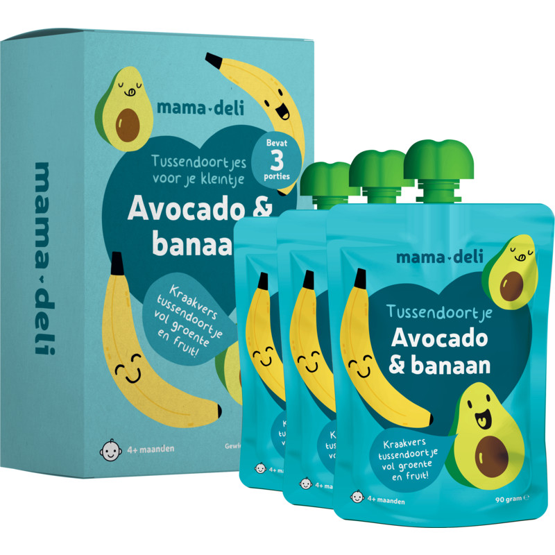 Een afbeelding van Mama deli Tussendoortje avocado & banaan 4+ mnd