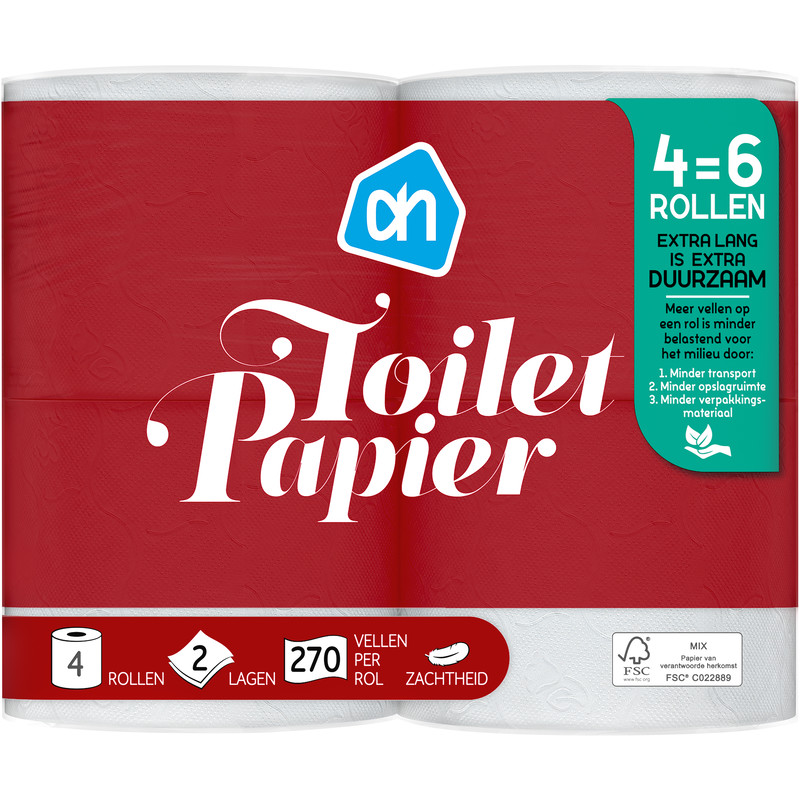 Een afbeelding van AH Toiletpapier 2-laags extra lang