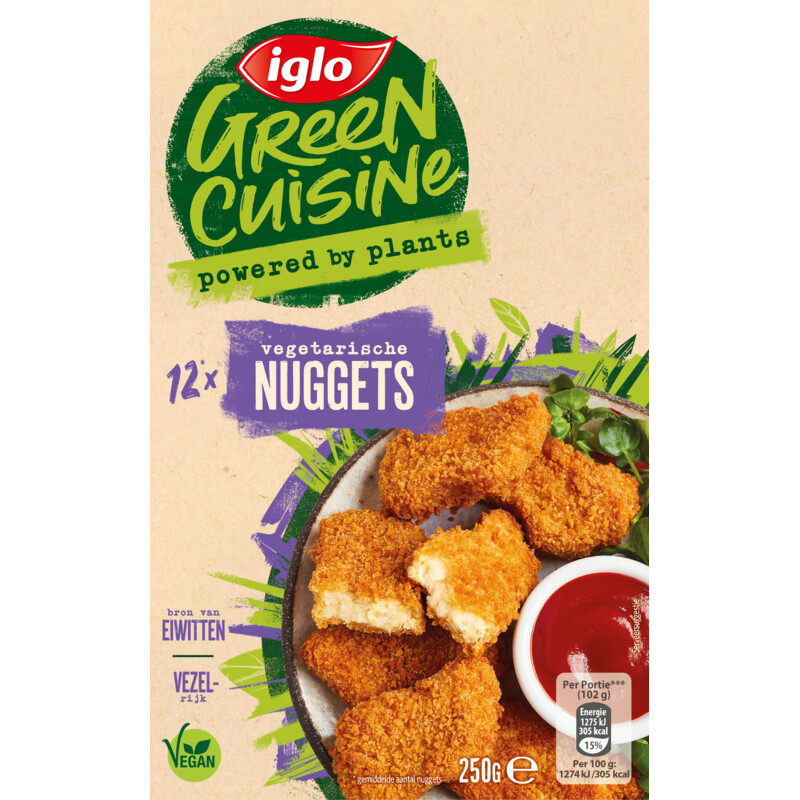 Een afbeelding van Iglo Green cuisine vegetarische nuggets