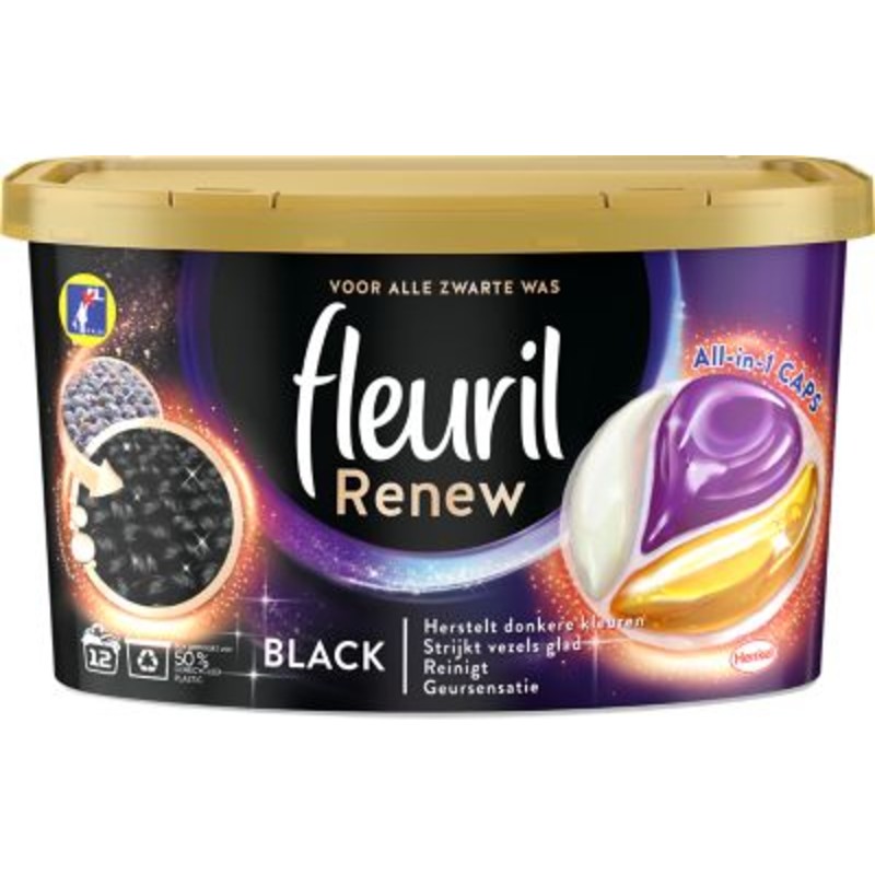 Een afbeelding van Fleuril Black renew caps all-in-1 capsules zwart