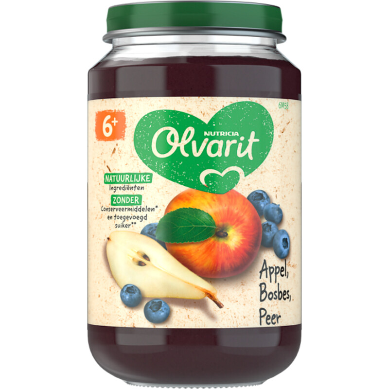 Een afbeelding van Olvarit 6+ mnd appel bosbes peer