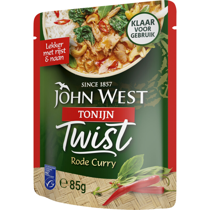 Een afbeelding van John West Twist tonijn rode curry