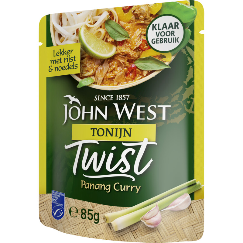 Een afbeelding van John West Twist tonijn panang curry