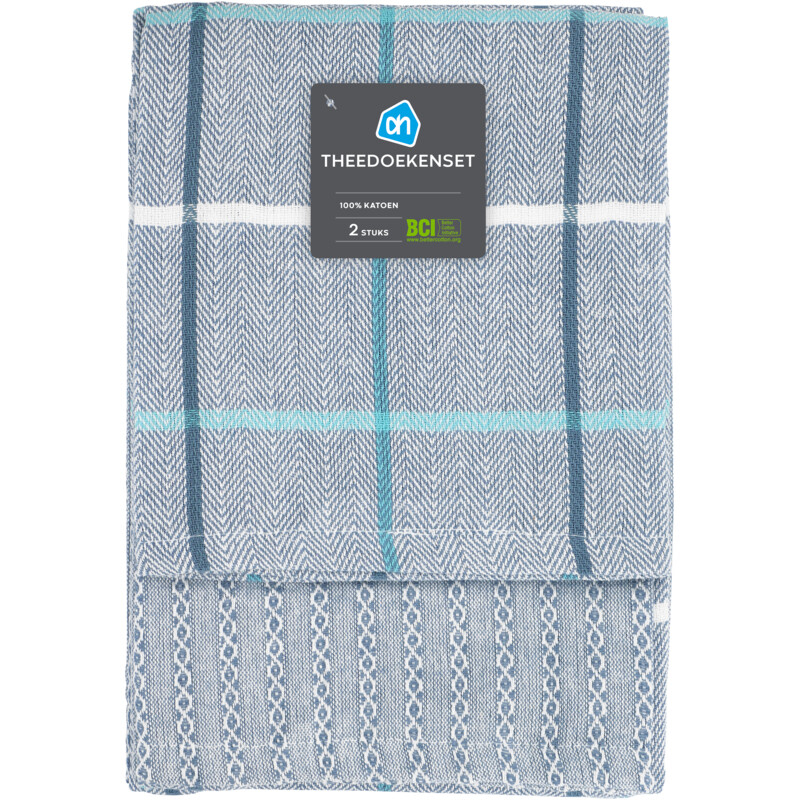 Een afbeelding van AH Theedoek blauw set van 2