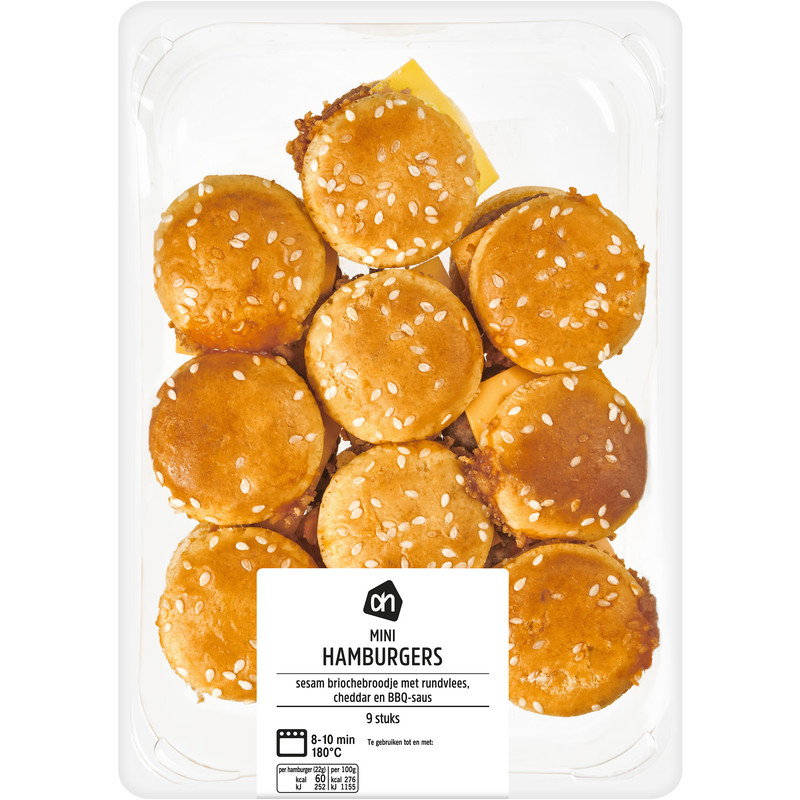 Een afbeelding van AH Mini hamburgers bel