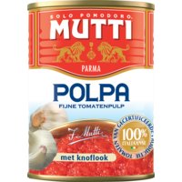 Een afbeelding van Mutti Polpa met knoflook